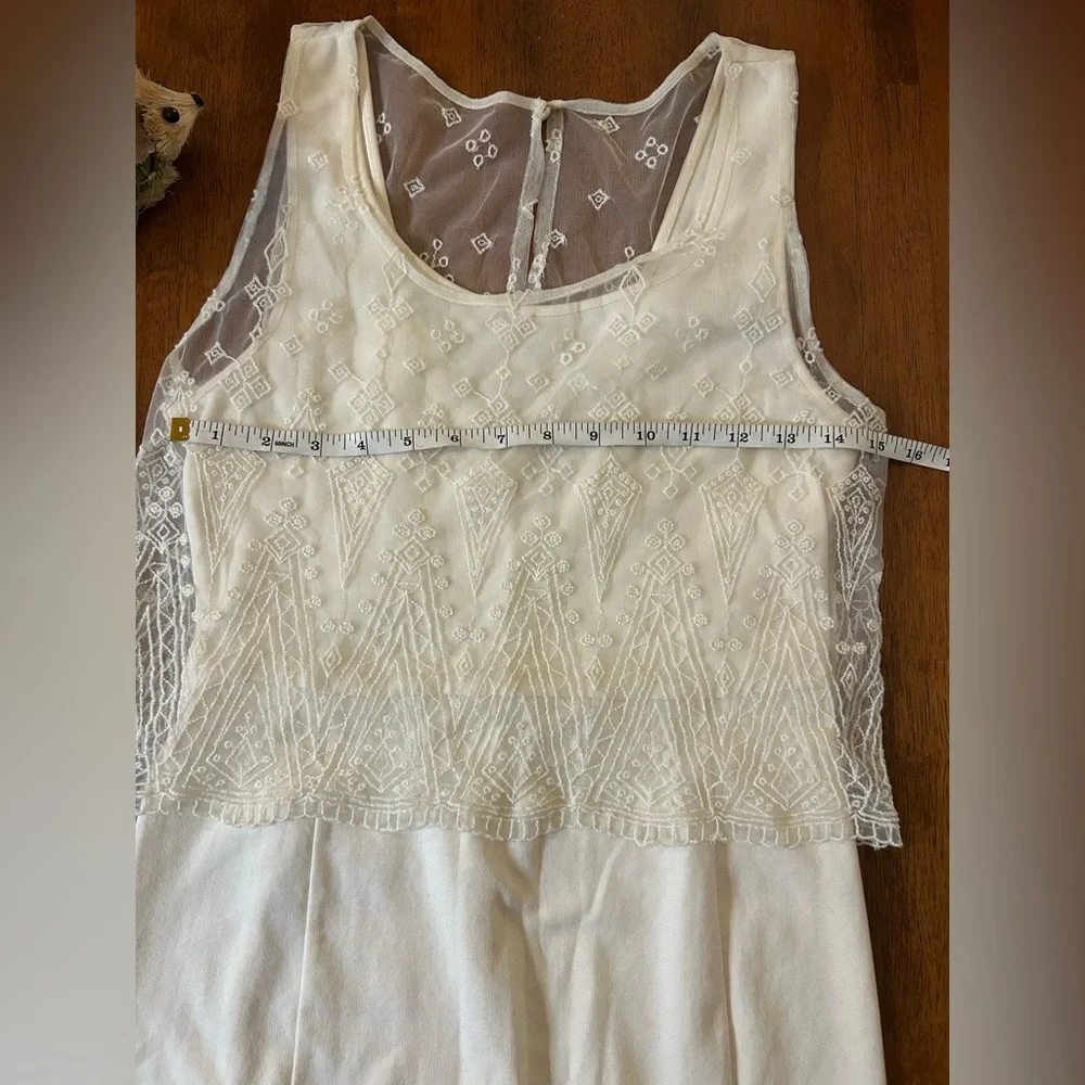 American Eagle Ivory Lace Overlay Dress– Size 6 | Embroidered | Boho Cottagecore - Picture 5 of 16